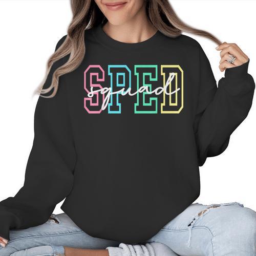 SPED Squad Team SPED Teacher Special Education Teacher Women Crewneck Sweatshirt - teacherstshirts.com AU