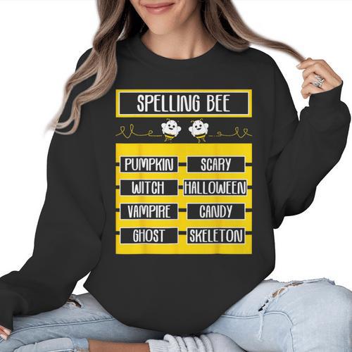 Spelling Bee Halloween Teachers Bee Spelling Competition Women Crewneck Sweatshirt - teacherstshirts.com UK