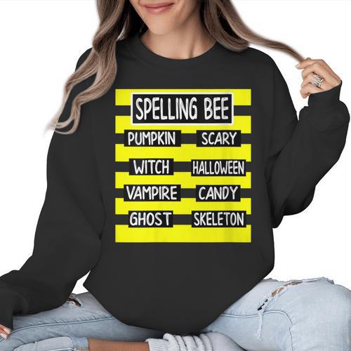 Spelling Bee Pun Halloween Costume For Teachers Women Crewneck Sweatshirt - teacherstshirts.com