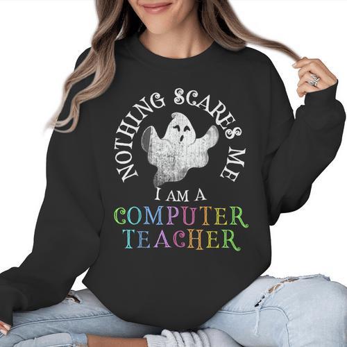 This Is My Spooky COMPUTER TEACHER Costume Don't Scare Me Women Crewneck Sweatshirt - teacherstshirts.com UK