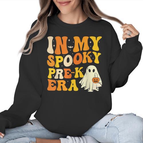 In My Spooky PRE-K Teacher Era Halloween Costume Tee Women Crewneck Sweatshirt - teacherstshirts.com AU