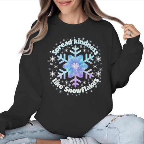 Spread Kindness Like Snowflakes Christmas Teacher Unity Day Women Crewneck Sweatshirt - teacherstshirts.com CA