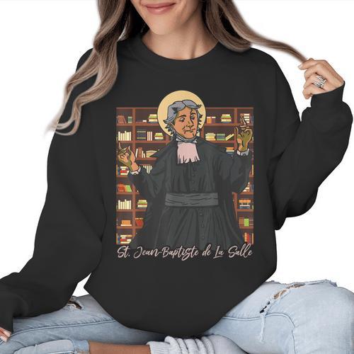 St Jean Baptiste De La Salle Patron Saint Education Teachers Women Crewneck Sweatshirt - teacherstshirts.com UK