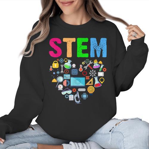 STEM Science Technology Engineering Math Teacher Women Crewneck Sweatshirt - teacherstshirts.com CA