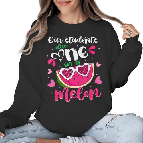 Our Students Are One In A Melon Teacher Watermelon Summer Women Crewneck Sweatshirt - teacherstshirts.com DE