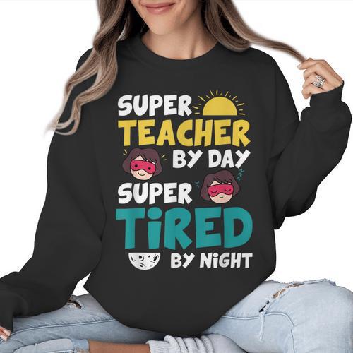 Super Hero Teacher Superheroes Women Crewneck Sweatshirt - teacherstshirts.com AU