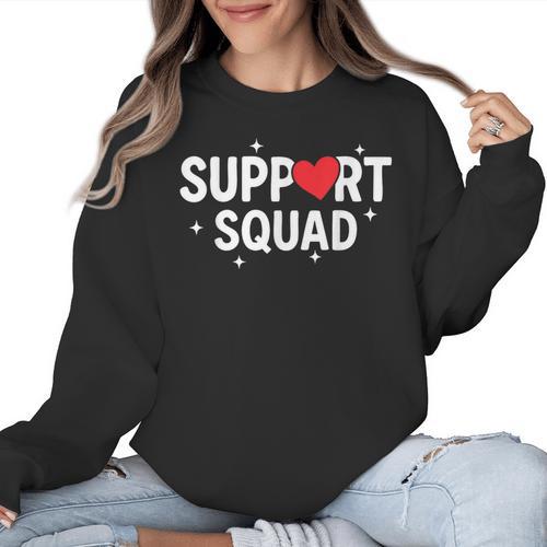 Support Squad Cute Heart Supportive Teacher Team Member Women Crewneck Sweatshirt - teacherstshirts.com CA