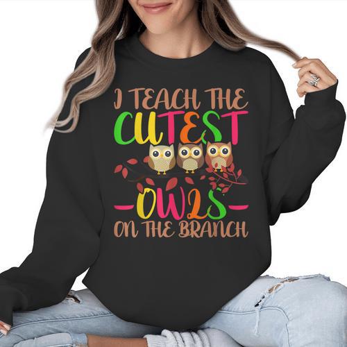 I Teach The Cutest Owls Christmas Or Teachers Day Women Crewneck Sweatshirt - teacherstshirts.com