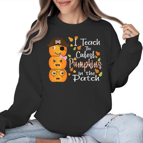I Teach The Cutest Pumpkins Halloween Shirt For Teachers Women Crewneck Sweatshirt - teacherstshirts.com AU