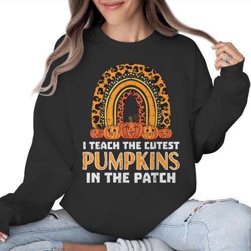 Teach Leopard Rainbow Cute Halloween Costume Teacher Women Women Crewneck Sweatshirt - teacherstshirts.com