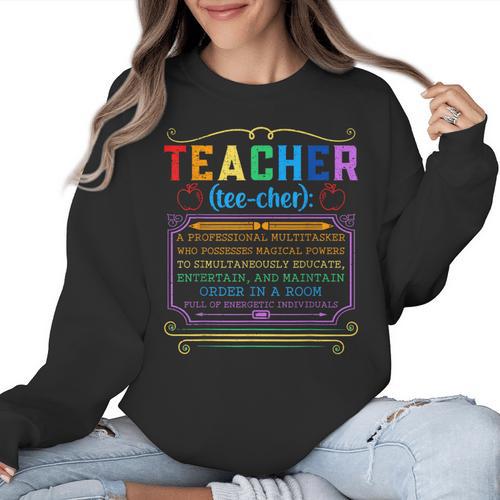 Teacher Definition Teaching School Teacher Women Crewneck Sweatshirt - teacherstshirts.com AU