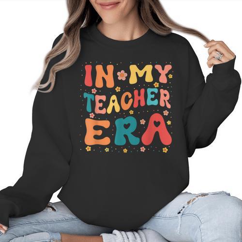 In My Teacher Era First Day Of School Back To School Retro Women Crewneck Sweatshirt - teacherstshirts.com