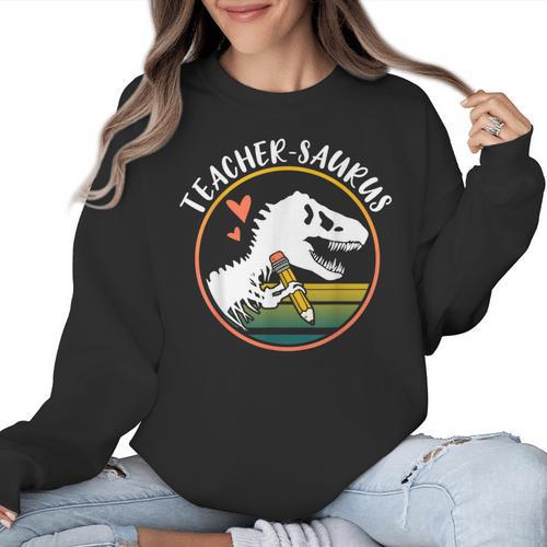Teacher-Saurus Dinosaur Teacher Design T-Rex Design Women Crewneck Sweatshirt - teacherstshirts.com UK