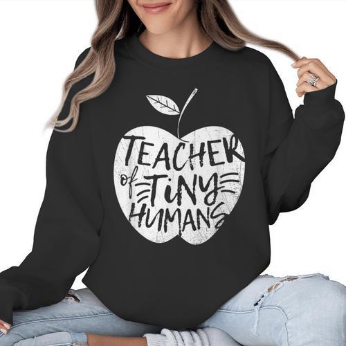 Teacher Of Tiny Humans Preschool Kindergarten Teacher Women Crewneck Sweatshirt - teacherstshirts.com CA