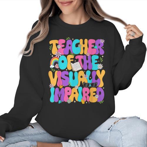 Teacher Of The Visually Impaired Blindness Awareness Women Crewneck Sweatshirt - teacherstshirts.com DE