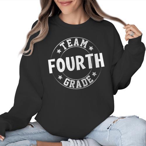Team Fourth Grade Teacher Student Back To School 4th Grade Women Crewneck Sweatshirt - teacherstshirts.com AU