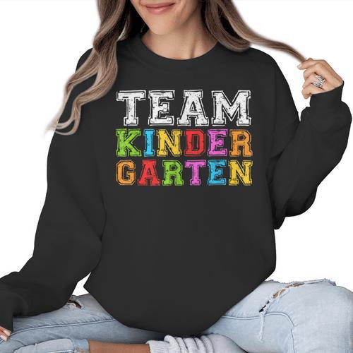 Team Kindergarten Shirt Boy Girl Teacher Graduation Women Crewneck Sweatshirt - teacherstshirts.com CA