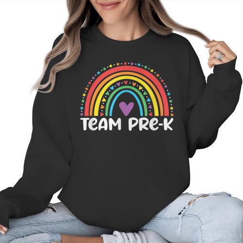 Team Pre-K Teacher Crew Squad Hello Back School Graduation Women Crewneck Sweatshirt - teacherstshirts.com AU