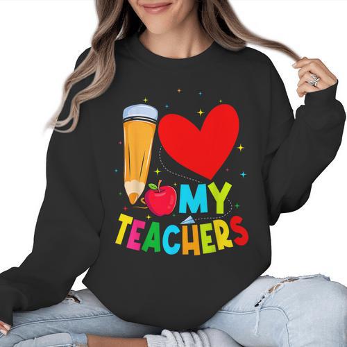 Teens Graduation I Heart My Teachers I Love My Teachers Women Crewneck Sweatshirt - teacherstshirts.com CA