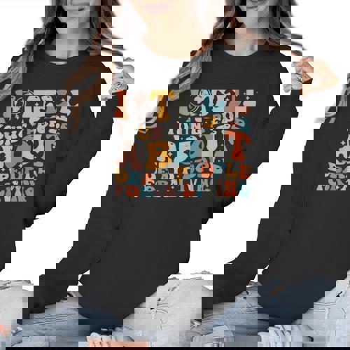 I Tell Young People About Dead People Groovy History Teacher Women Crewneck Sweatshirt - teacherstshirts.com