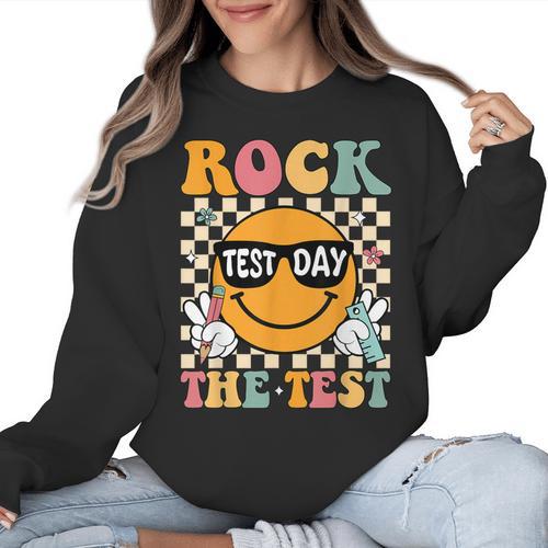 Test Day Rock The Test Teacher Testing Day You Got This Women Crewneck Sweatshirt - teacherstshirts.com AU