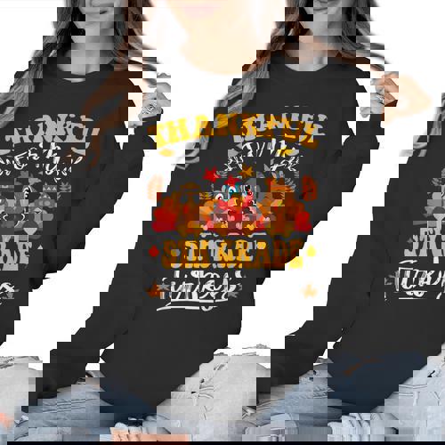 Thankful For My 5th Grade Turkeys Thanksgiving Teacher Fall Women Crewneck Sweatshirt - teacherstshirts.com