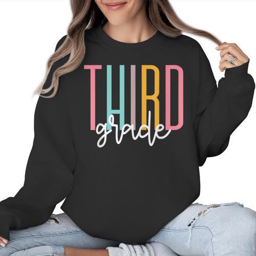 Third Grade Girls Boys Teacher Team 3rd Grade Squad Women Crewneck Sweatshirt - teacherstshirts.com