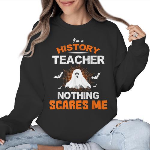 History Teacher School Shirt Halloween Educator Men Women Kids Women Crewneck Sweatshirt - teacherstshirts.com AU