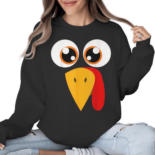 Turkey Face Halloween Costume Thanksgiving Teacher Nurse Women Crewneck Sweatshirt - teacherstshirts.com UK