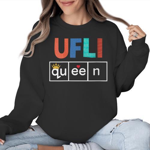 UFLI Queen Science Of Reading Literacy Teacher Appreciation Women Crewneck Sweatshirt - teacherstshirts.com CA