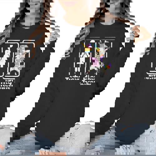 Unicorn History Teacher T-Shirt History Teacher Women Crewneck Sweatshirt - teacherstshirts.com