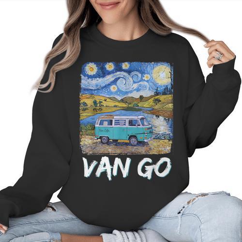 Van Go Retro Vanlife Art Teacher Women Crewneck Sweatshirt - teacherstshirts.com DE