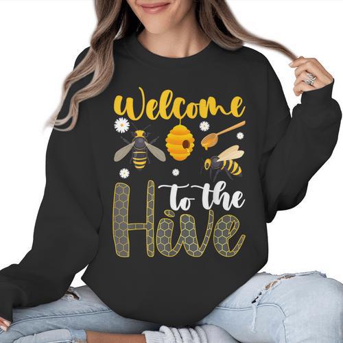 Welcome To The Hive Bee Teacher Back To School Women Crewneck Sweatshirt - teacherstshirts.com UK