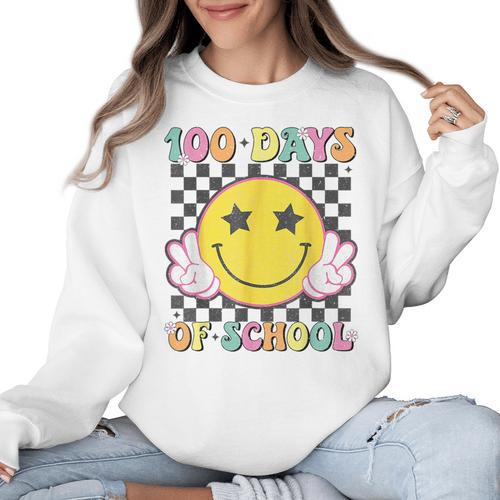 100th Day Of School Teacher Kids 100 Days Of School Women Crewneck Sweatshirt - teacherstshirts.com DE