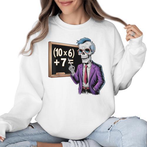 67 Math Teacher Meme Brainrot Six Seven Halloween Equation Women Crewneck Sweatshirt - teacherstshirts.com UK