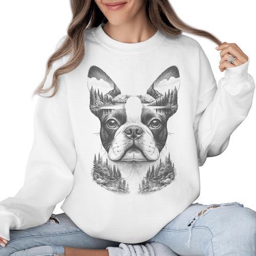 Boston Terrier Dog Bostie Nature Memorial Idea Men Women Women Crewneck Sweatshirt - Bostonterriersmerch.com