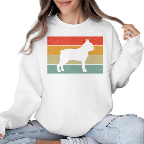 Boston Terrier Dog Lover Retro Vintage Cool For Dog Owner Women Crewneck Sweatshirt - Bostonterriersmerch.com