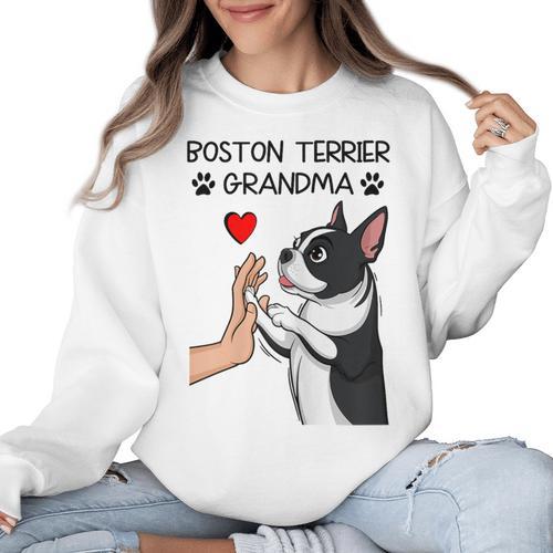 Boston Terrier Grandma Mother's Day Dog Mom Women Crewneck Sweatshirt - Bostonterriersmerch.com