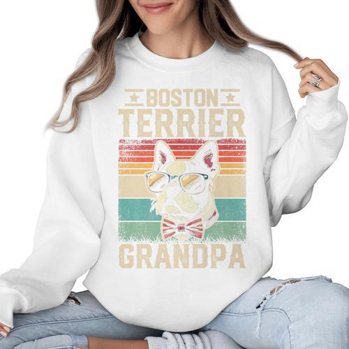 Boston Terrier Grandpa Dog Lover Father's Day Premium Women Crewneck Sweatshirt - Bostonterriersmerch.com