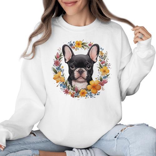 Boston Terrier Mom Floral Bostie Dog Lover Flowers Cute Women Crewneck Sweatshirt - Bostonterriersmerch.com
