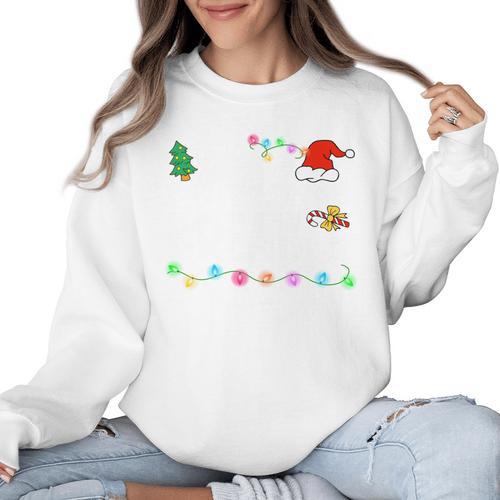 Is It Christmas Break Yet Teacher Xmas Light Santa Hat Women Crewneck Sweatshirt - teacherstshirts.com AU