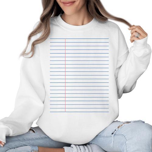 Colleged Ruled Paper Lined Writer Student Professor Teacher Women Crewneck Sweatshirt - teacherstshirts.com