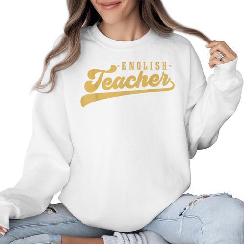 English Teacher Men Women Vintage Graphic English Teacher Women Crewneck Sweatshirt - teacherstshirts.com