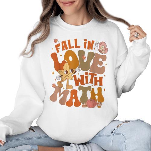 Fall In Love With Science Math Teacher Fall Thanksgiving Women Crewneck Sweatshirt - teacherstshirts.com AU