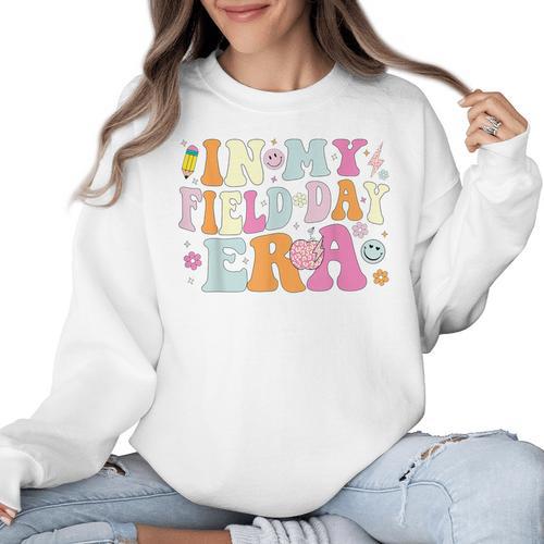 In My Field Day Era Teacher Kids Cute Groovy Field Day Women Crewneck Sweatshirt - teacherstshirts.com AU