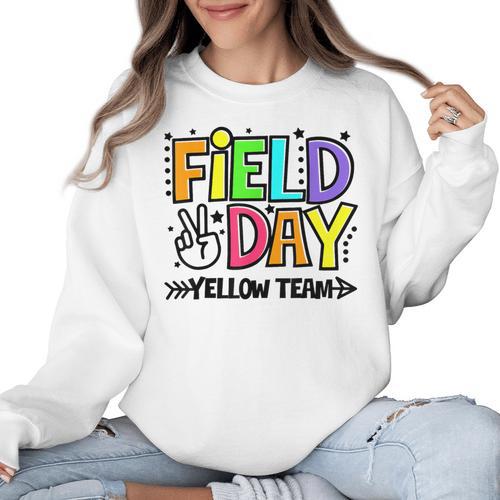 Field Day Yellow Team For Teacher Kids Field Day Games Women Crewneck Sweatshirt - teacherstshirts.com AU