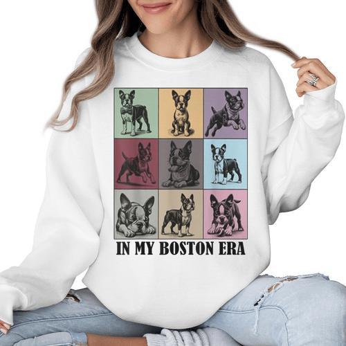 Funny Boston Terrier Quote In My Boston Terrier Era Cool Dog Men Women Women Crewneck Sweatshirt - Bostonterriersmerch.com