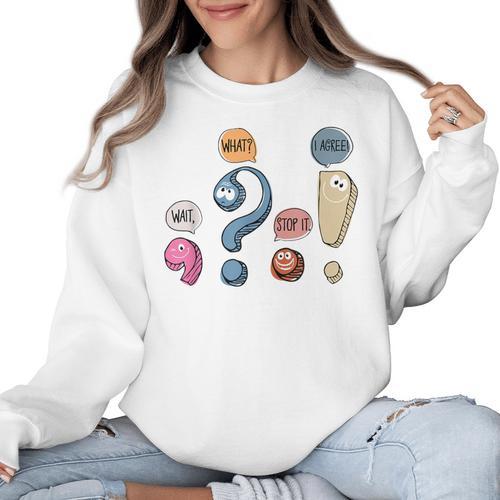 Grammar Teacher Punctuation For English Teacher Men Women Women Crewneck Sweatshirt - teacherstshirts.com