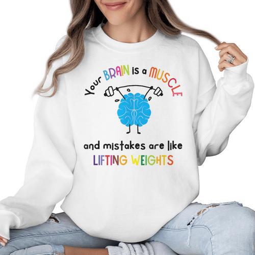 Growth Mindset Tee Teacher Quotes Men Women Kids Women Crewneck Sweatshirt - teacherstshirts.com AU