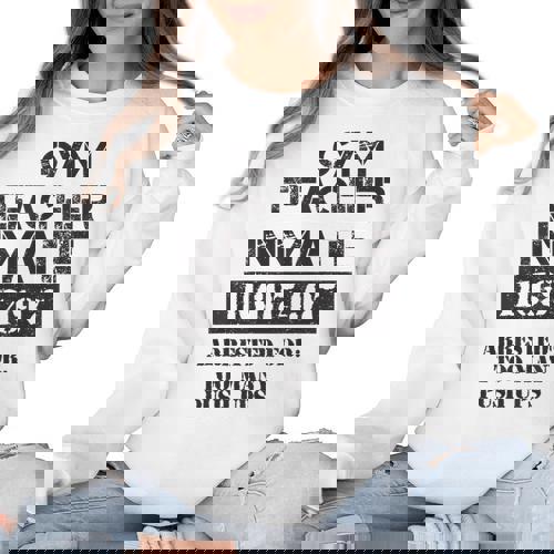 Halloween Gym Teacher Prisoner Costume Women Crewneck Sweatshirt - teacherstshirts.com